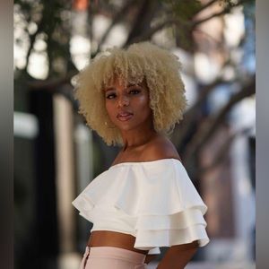 Ruffle Strapless Crop